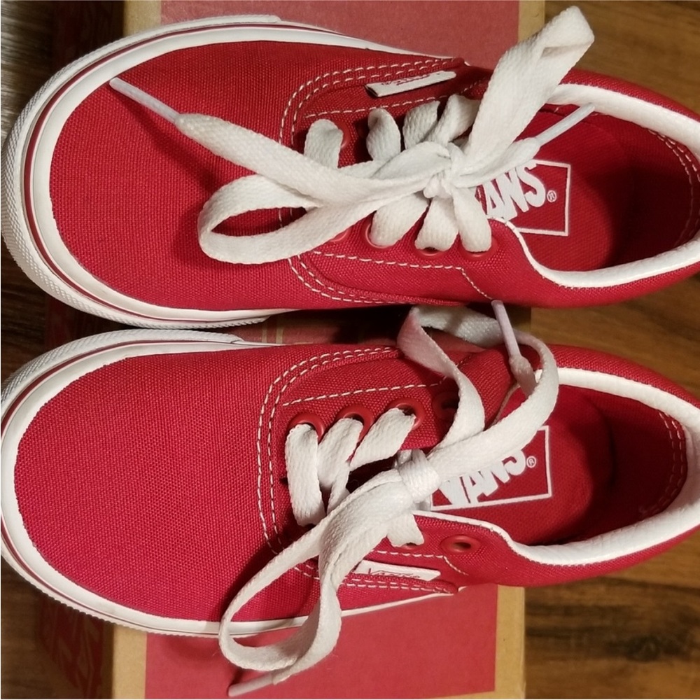Vans Kids Red Canvas Sneakers